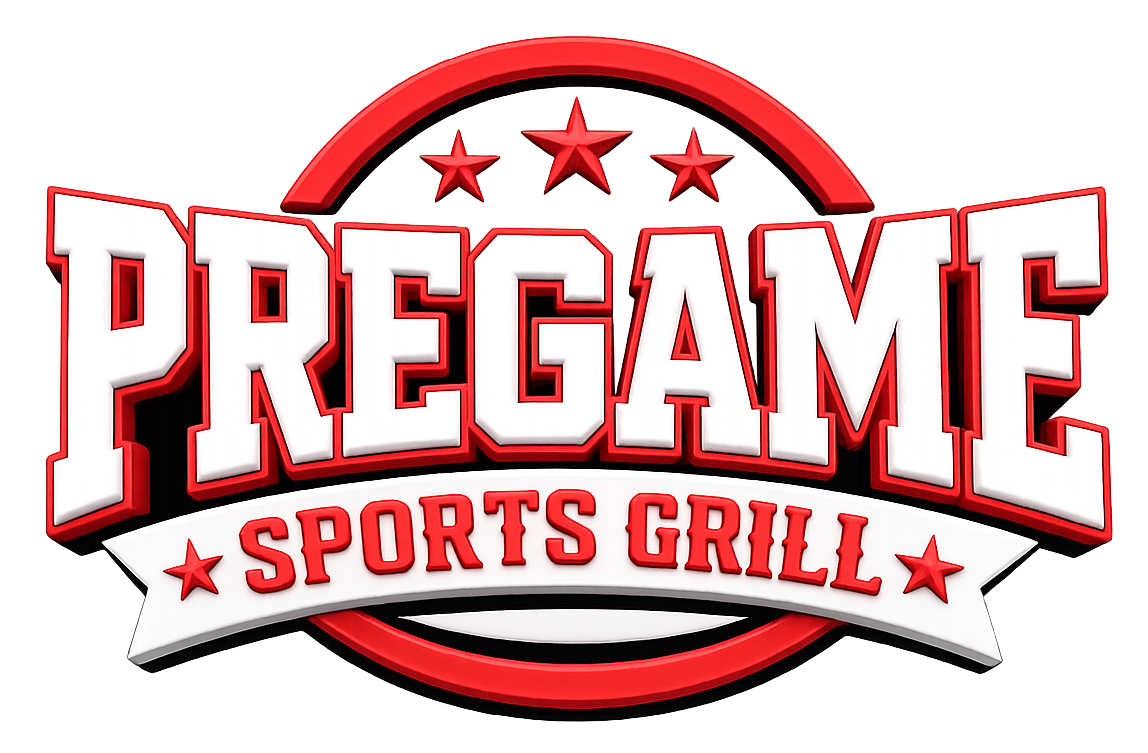 Pregame Sports Grill logo in red