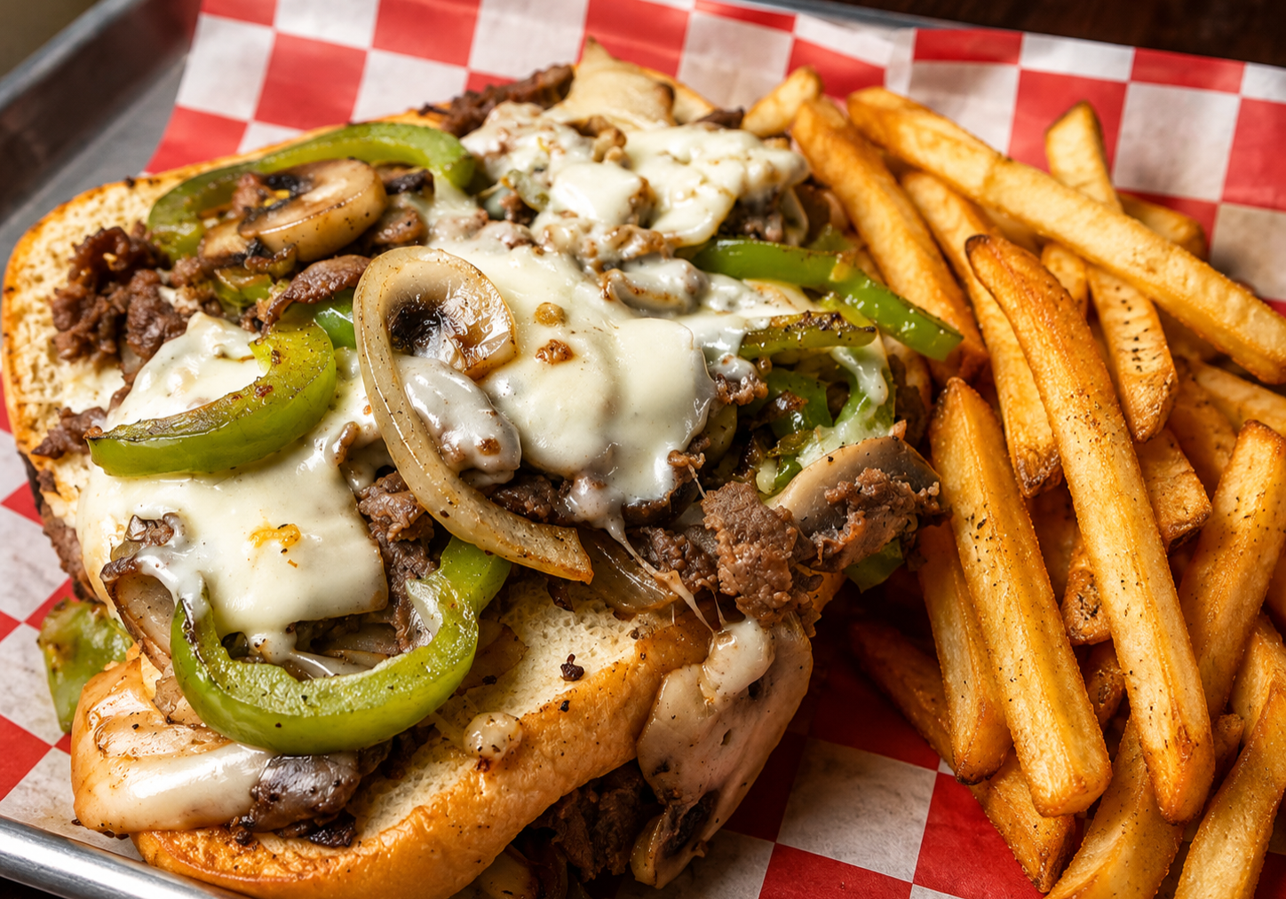 Philly cheesesteak and fries